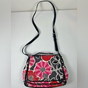 vera bradley‎ signature print turnlock crossbody bag cheery blossoms red handle